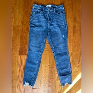 Loft stretchy skinny jeans with distressed cuff
